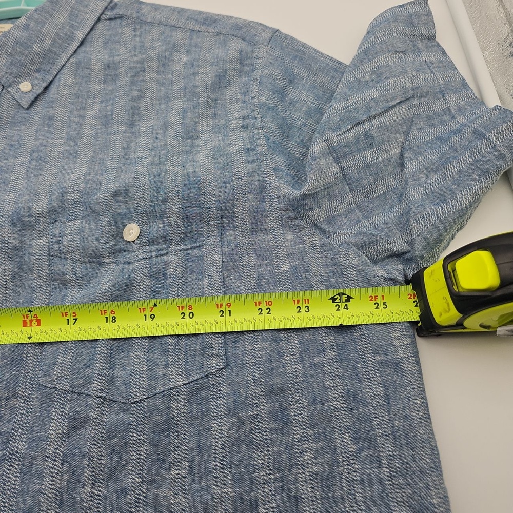 Weatherproof Vintage Blue Shirt Men's Washable Linen Short Sleeve Size XXL - Picture 7 of 8